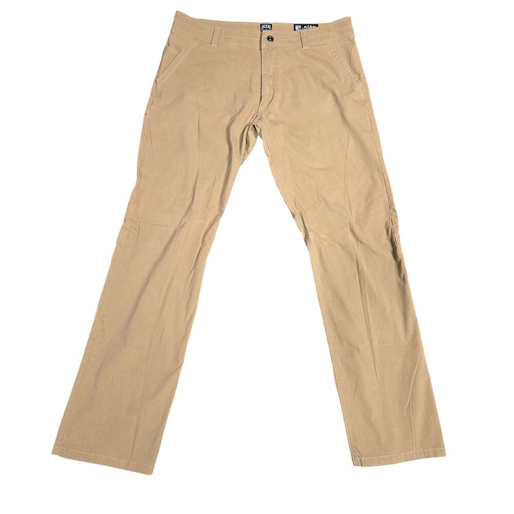 Kuhl SLAX Pants Mens 36x32 Beige Cotton Nylon Stretch Chino Klassik Fit Casual